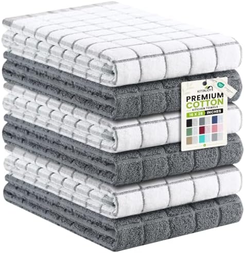 Kitinjoy Premium Kitchen Towels (16"x 28", 6 Pack), Large 100% Cotton
