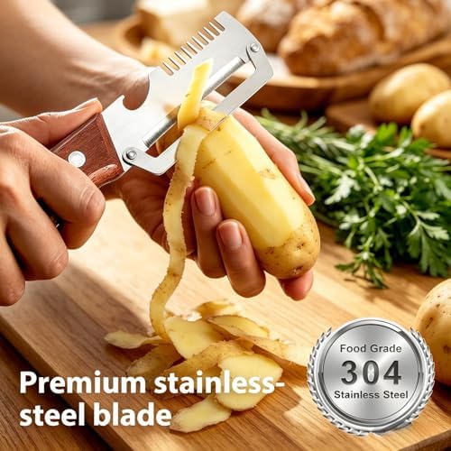 NEW Premium Vegetable Peeler with Wooden Handle and Bottle Opener