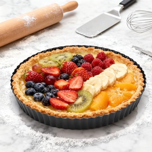 Tosnail 2 Pack Non-Stick Quiche Pan with Removable Loose Bottom