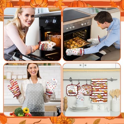 Qinyoung 6-Piece Pumpkin Pot Holders and Oven Mitts