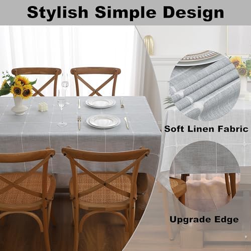 Gernaice Plaid Cotton Linen Rectangle Tablecloth 36" x 55" Grey
