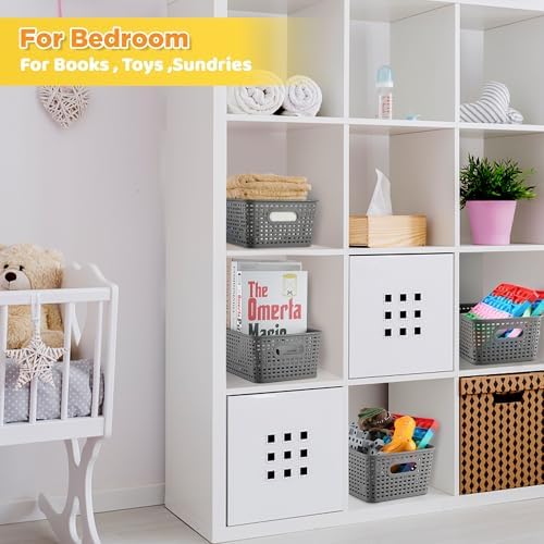 AREYZIN Plastic Storage Baskets, 6 Pack, Gray