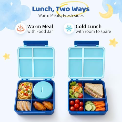 Pawtong Bento Lunch Box with 8oz Soup Thermo (Blue)