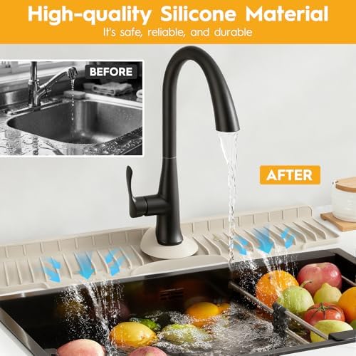 16" Silicone Faucet Mat for Kitchen Sink of The Lastest, Beige