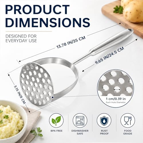 304 Stainless Steel Potato Masher – Heavy-Duty