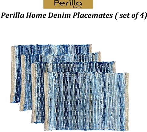 Perilla Home Natural Chindi Jute Placemats Set of 4 Vintage Boho 13x19