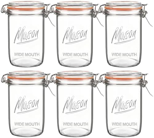 24oz Wide Mouth Mason Jars, 6 Pack