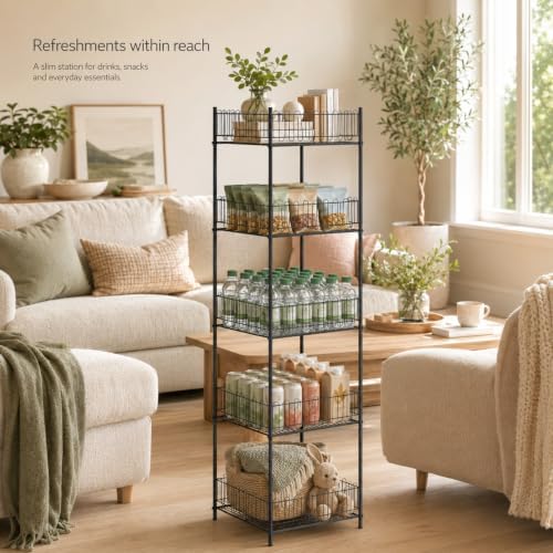 Water Bottle Organizer Stand 5 Tier Soda Can Storage Rack for Pantry