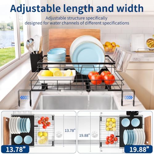 Expandable Dish Drying Rack with Draining Tray