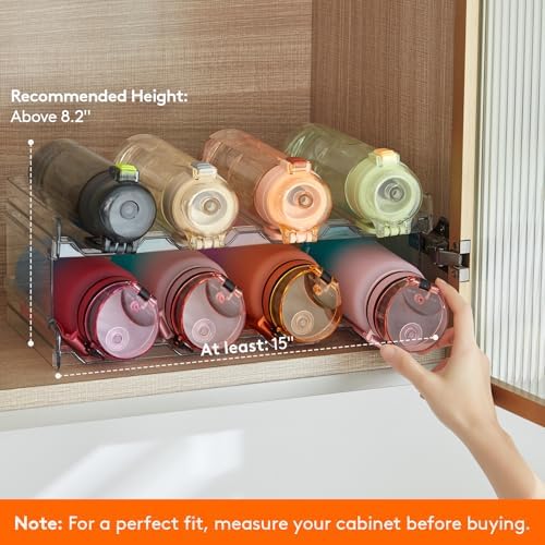 Lifewit Stackable Water Bottle Organizer for Cabinet, Clear Tumbler