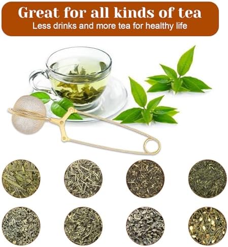 20 Pcs Gold Stainless Steel Loose Tea Infuser With Handle Fine Mesh