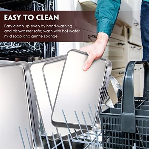 12 Pcs Metal Trays Stainless Steel Sheet Pan Baking Trays
