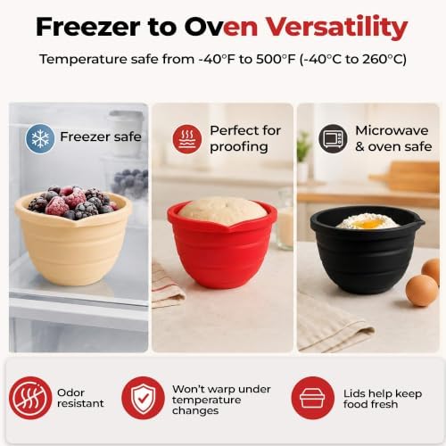 15-Piece Collapsible Silicone Mixing Bowl Set with Lids & Spatula