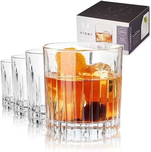 Viski Reserve Milo Crystal Old Fashioned Rocks Glasses, European