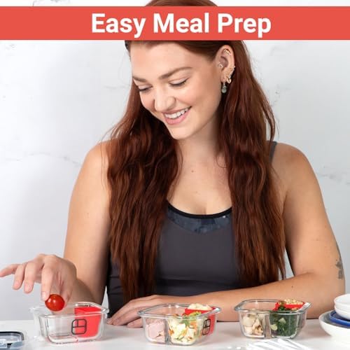 Portion Control Containers for Bariatric Meals – 8 oz Glass Meal Prep