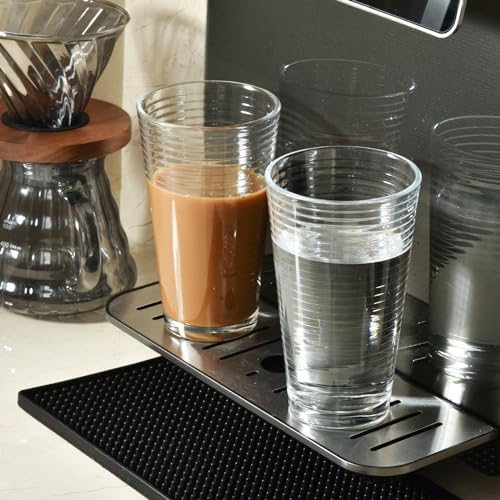 ALINK 16 oz Drinking Glasses, Set of 6 Highball Glasses, Ribbed