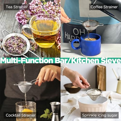 Homestia 2 Pack Stainless Steel Fine Mesh Strainer, Sieve Sifter For