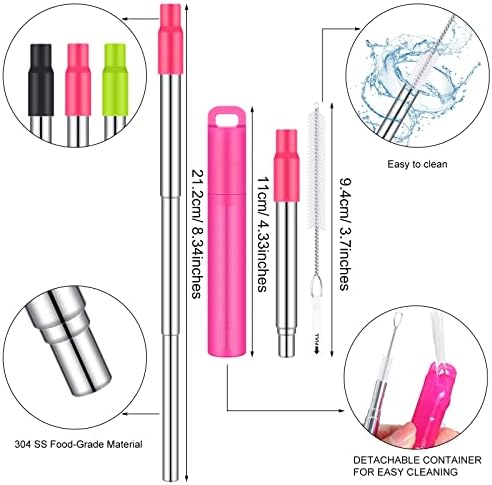 Gejoy 6 Pack Collapsible Metal Reusable Straws with Case, Cruise