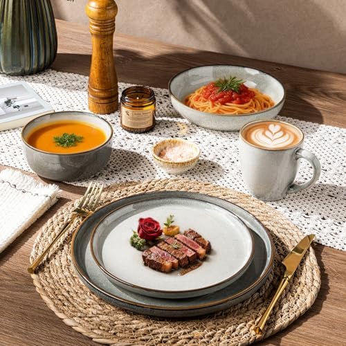 GBHOME Dinnerware Sets for 8, 32 Pieces Ceramic Plates and Bowls Set