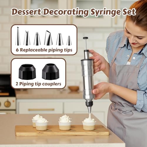 Dessert Decorating Syringe Set, Stainless Steel Frosting & Icing