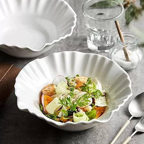 Pasta Bowl Oblique Salad Bowl Ceramic Large Fruit Bowl White Soup
