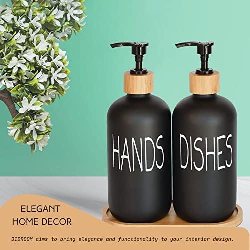 Glass Hand and Dish Soap Dispenser Set, Matte Black