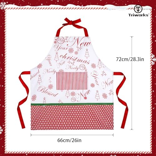 TRIWORKS Christmas Apron with Pocket Women Kitchen Apron for Cooking