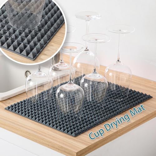 Colinda Silicone Dish and Cup Drying Mat - Extra Large Trivet for Hot