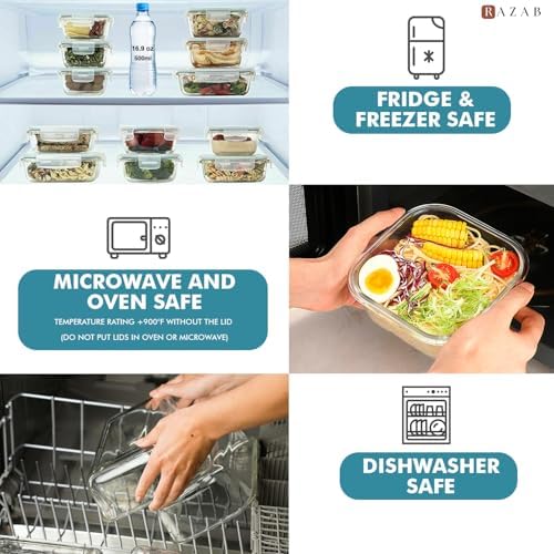 Razab 24 Pc Airtight Glass Food Storage Containers with Lids