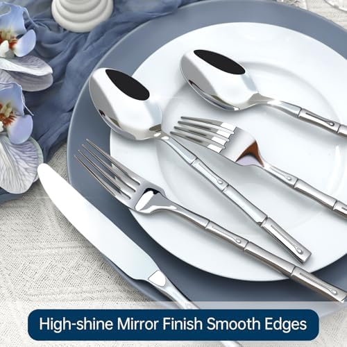 Silverware Set 60-Piece Bamboo Pattern Service for 12