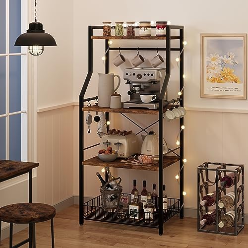 TrailBlaze Industrial 4-Tier Kitchen Bakers Rack, Rustic Brown