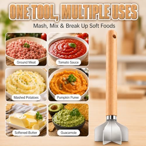 304 Stainless Steel Meat Chopper, 6-Blade Heavy Duty Ground Beef Meat