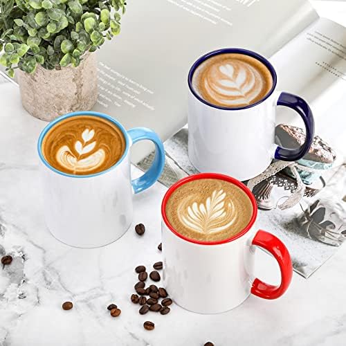 AVLA 6 Packs Porcelain Sublimation Mugs, 12 OZ Blank Drinking Cups