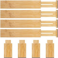 4 Pack Bamboo Drawer Dividers Organizer with Inserts 2.6'' High