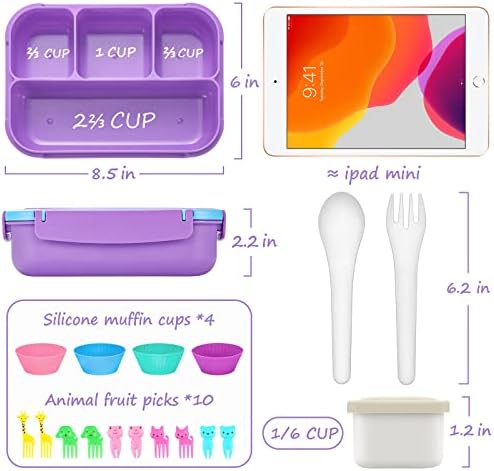 QQKO Bento Lunch Box for Kids Girls Boys, Toddler Kids Lunch Boxes for