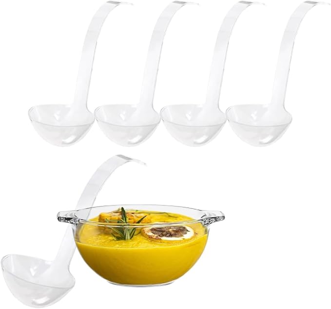 PARTY BARGAINS Clear Disposable Plastic Ladles 4 Pack Heavy Duty Soup Serving by PARTYBARGAINS