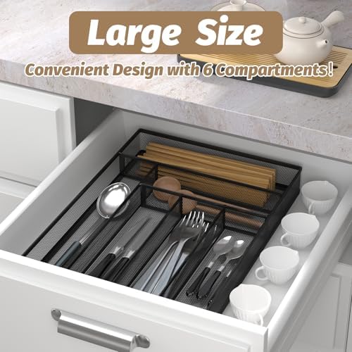 Sedegn Mesh Silverware Tray for Drawers: 6‐Compartment Utensil