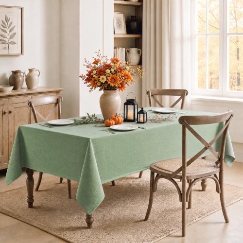 Veblandy Rectangle Tablecloth Linen Textured Waterproof & Stain