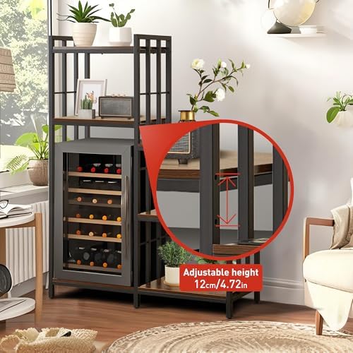 Mini Fridge Stand with Storage, 6-Tier Bakers Rack