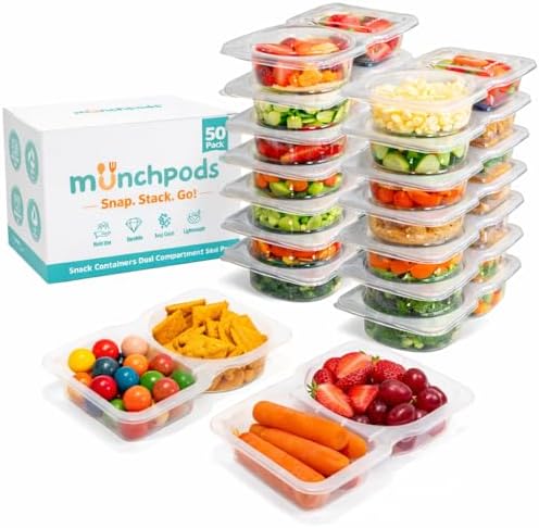 Reusable Snack Containers with Lids 50 Pack (100 Pieces) Portion