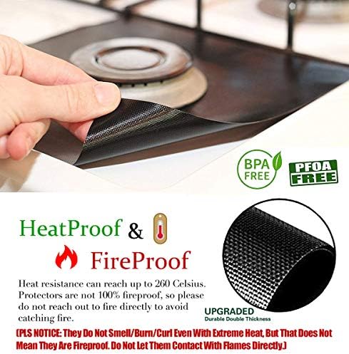 Stove Burner Covers,0.3 MM Double Thickness,8 Pack,Black,Size 10.6” x