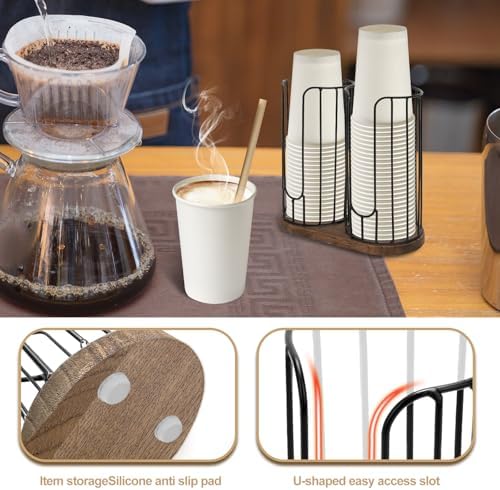 2-Compartment 18oz Coffee Cup Dispenser Rack