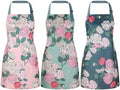 3 Pack Floral Aprons for Women with 2 Pockets, Mother's Day Women