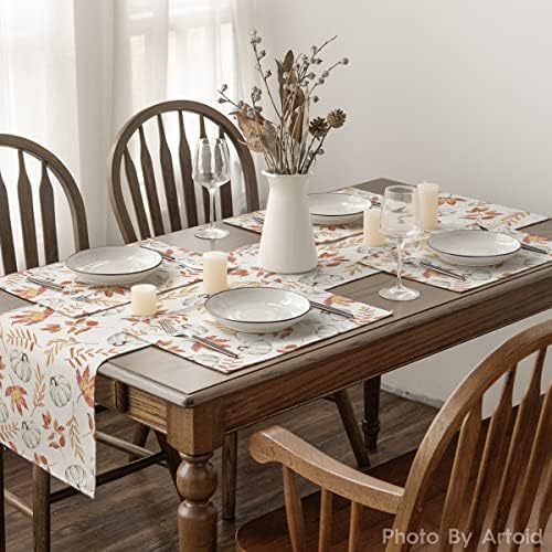Artoid Mode Maple Leaf Pumpkins Fall Placemats Set of 4-12 x 18 Inch