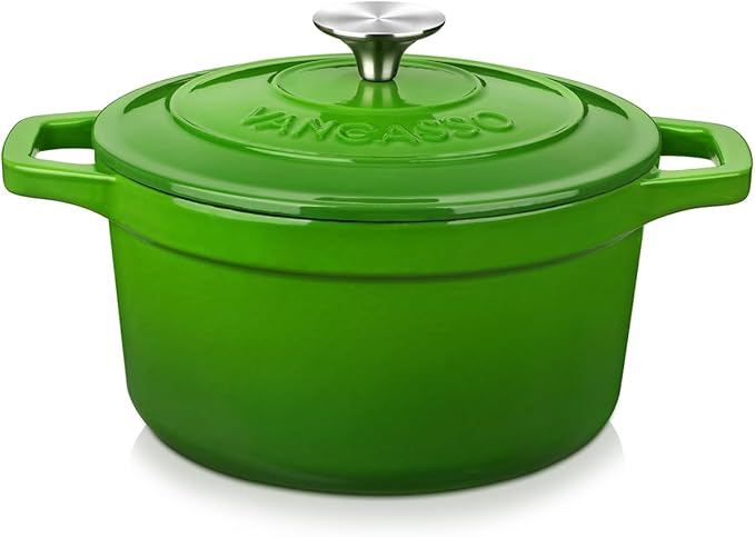 vancasso Enameled Cast Iron Dutch Oven, 2.5 QT Green Naturally Non-Stick by vancasso