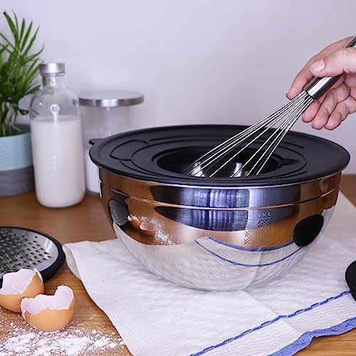 serenk Stainless Steel 9-Piece Mixing Bowl Set, Black