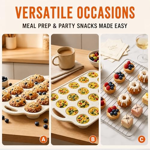 Silicone Muffin Pan Set, 12-Cup Muffin Tin and 24-Cup Mini Muffin Pan