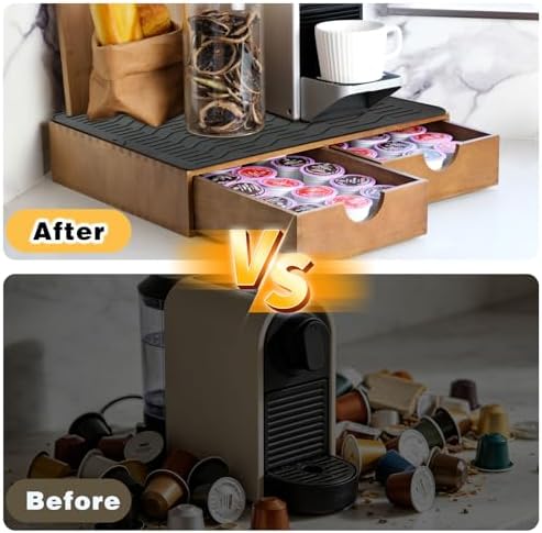 Wooden Coffee Pod Holder Drawer, K Cup Organizer Storage Box, 30 Pods