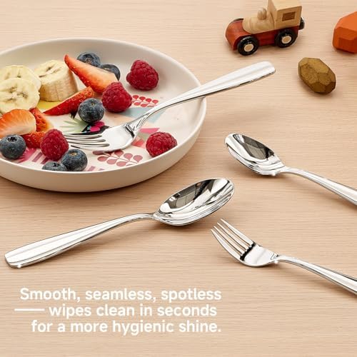 KINGSTONE 2-Piece Large Kids Utensils Set with Case, 18/10 Stainless