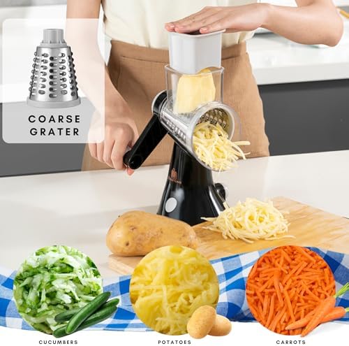 Brieftons 4-Blade Rotary Cheese Grater with Handle